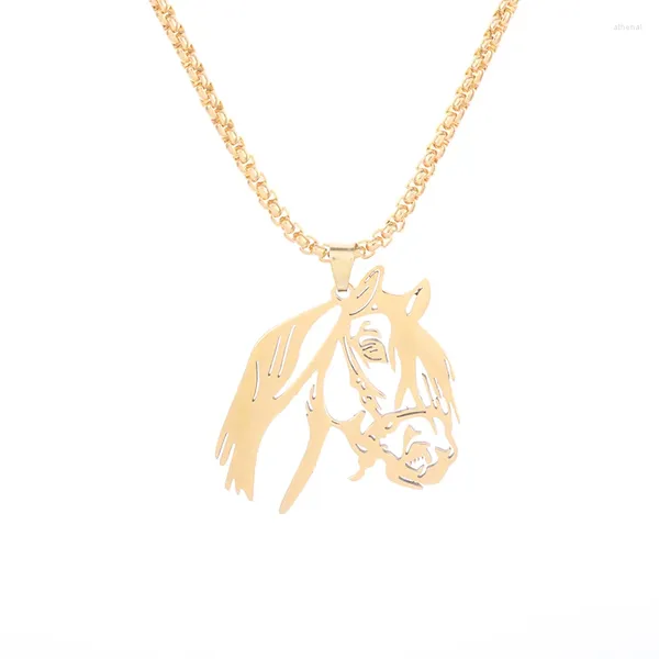 Collane a pendente in acciaio inossidabile Cavallo Cavo Cavallo Animale Amuleto Squisita Amuleto Collana per uomini e donne hip hop zodiacale zodiacale regalo