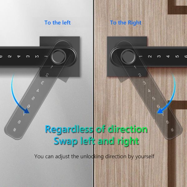 Controle ttlock bluetooth impressão digital trava a porta eletrônica da porta de trava de aplicativo de controle de aplicativo com chaves para o quarto de escritório bloqueio inteligente