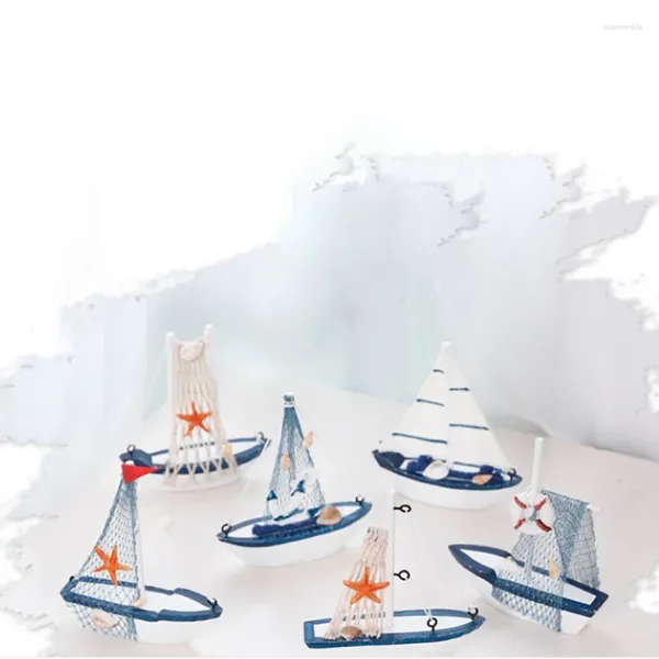 Küche Aufbewahrung Nautical Segelboot Modellraum Haus Dekoration Figuren Miniaturen Mittelmeer Stil Kawaii Accessoires Shell Boat