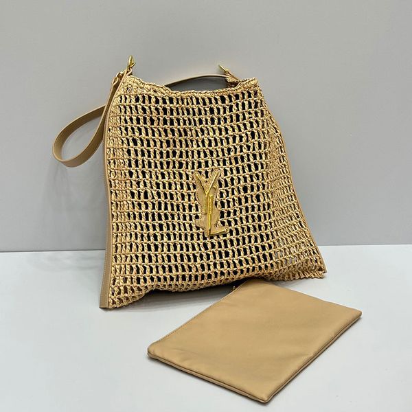 Designer de luxo bolsa de praia yslbags raffias staw ombro saco de luxo verão feminino grande bolsa ice