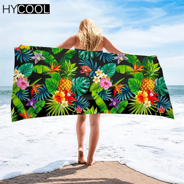 Acessórios Microfiber Beach Toalhas Tropicais de abacaxi havaí estilo 3d impressão verão absorvendo uma toalha de natação seca rápida areia de viagem ao ar livre tapete