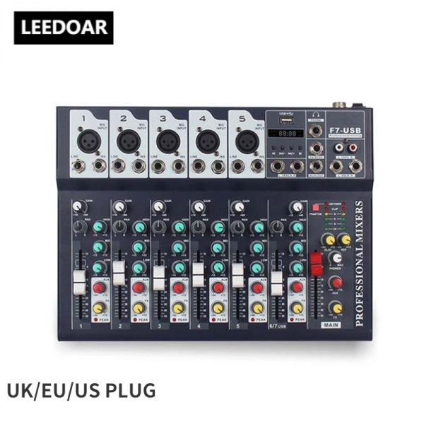 Оборудование 7 каналов микширование консоли Bluetooth USB Sound Card Pro Audio Equipmer Mixer Audio Profession