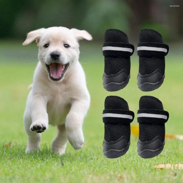 Abbigliamento per cani 4pcs Scarpe per animali domestici Chiusura del nastro di dispositivo di fissaggio a maglia con textura morbida per la protezione Accessori impermeabili