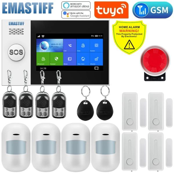Kits Home Security Alarm System Kits Tuya Smart für Garage Residential and Shop Wireless Touch WiFi + GMS Support SAMRT Life App App