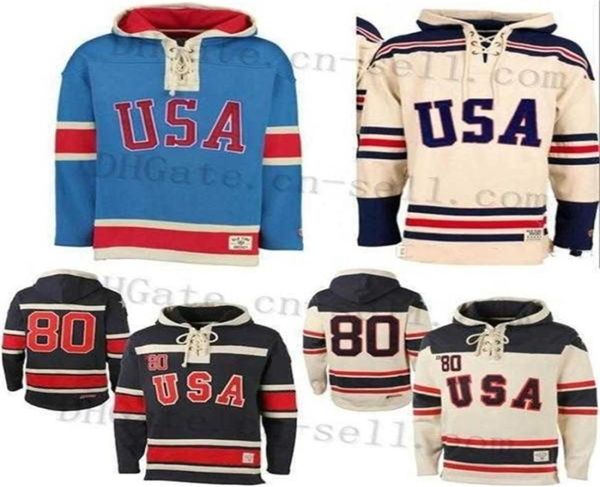 MTHR 1980 Miracle im Team USA ICE Hockey Trikots Hockey -Trikotie -Hoodies Custom eine beliebige Nummer einer beliebigen Nummer genähten Hoodie Sportpullover M9476329