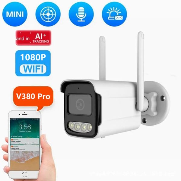 Cameras V380 Pro 1080p WiFi IP Security Camera Outdoor Colorvu Night Vision Wireless CCTV Smart Camera