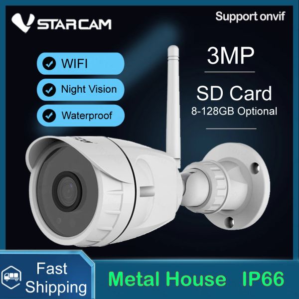 Telecamere vstarcam 3mp 2mp fotocamera IP telecamera esterna IP66 IP66 Implootecroof Sicurezza fotocamera Ircut CCTV Bullet IP Camera C17S