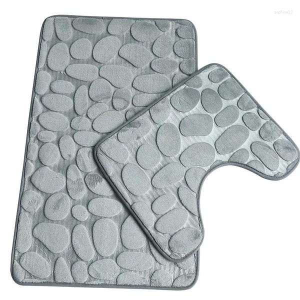 Tappeti set di 2 bagni tappetino da bagno morbido non slip 2 pcs tappeto cobblestone cover doccia assorbente