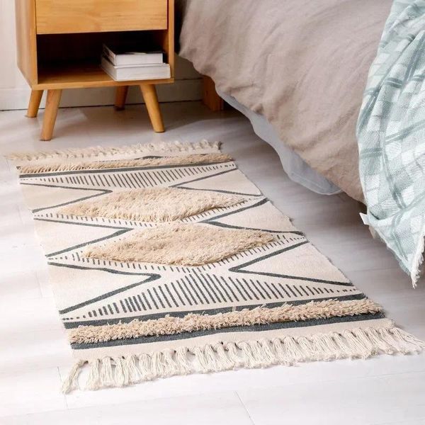 Teppiche Nordisches geometrisches Muster Quasten Matmoroccan Style Tuftted Wohnzimmer Nachtkissen Tapis Küche Schlafzimmer Teppich