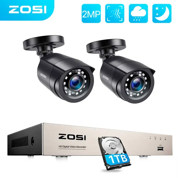 System Zosi 1080p Überwachungskamera System 8Ch H.265+ DVR -Kit für Innen im Freien mit wasserdichtem Nachtsicht CCTV Videoüberwachung Set