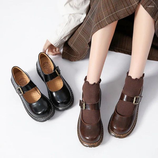 Casual Shoes Retro Leather College Schnalle Mary Jane Japanisches Wildmädchen süße Plattform Lolita A14-27