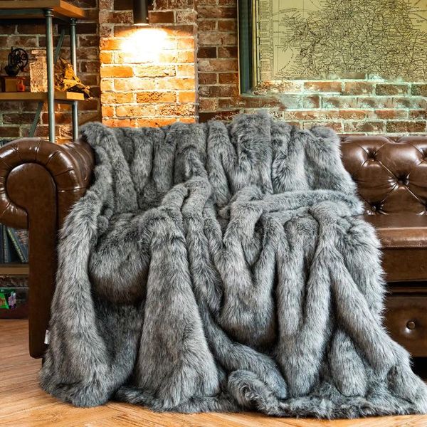 Cobertores Tamanho King Tamanho Faux Fur Blanket Luxo Decorativo Throw Fuzzy Warl Cosy Plaid lances Para Couch Bed 150x200cm