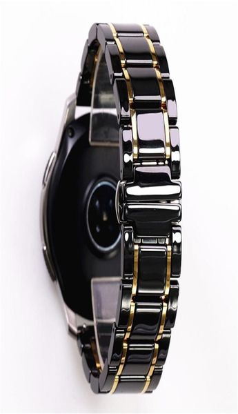 20mm 22 mm Luxus Keramik Stahl schwarzer Riemen für Galaxy Watch4 S3 Amazfit GTS Watch Band Armband Armband Gürtel 2206244962844