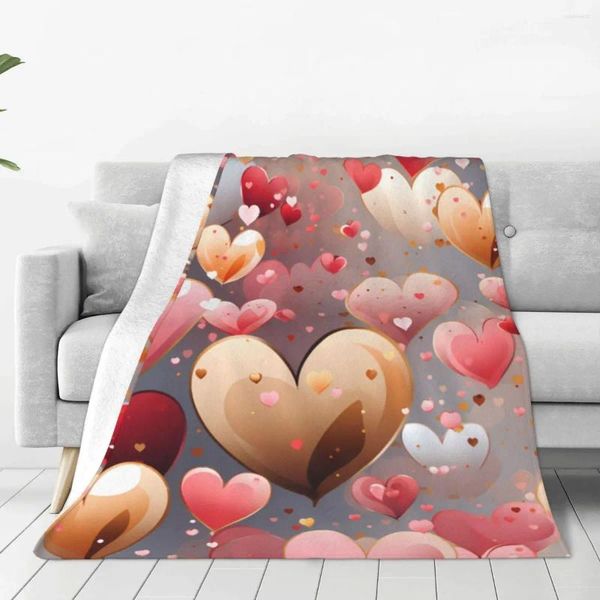 Cobertores romance rosa Coração Soft Warm Love Viagem Jogue cobertor Spring Spring fofa de flanela personalizada picada de colaboração capa de cama