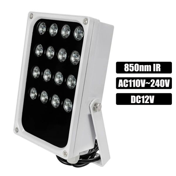 Acessórios Irluminador IR Luz 850nm 16 LEDs de matriz infravermelha à prova d'água Visão noturna Automática Sensor automático