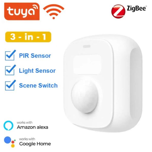 Câmeras tuya wifi zigbee mini movimento de movimento humano sensor pir com sensor de luz scens switch função smart vida