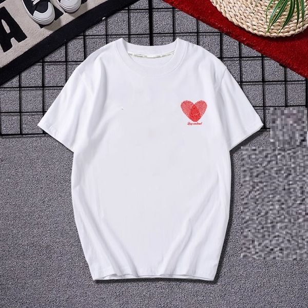 Contrato de amor Love T-shirt de manga curta Men e feminino casais soltos com algodão puro Vestido de verão de sub-caat de líquido branco de algodão vermelho