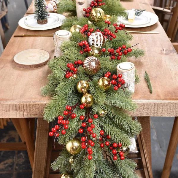 Dekorative Blumen 200 cm Weihnachten Künstliche Pflanzen Girlande Dekoration Kiefer Rattan für Tisch Mittelstücke gefälschte Reben Wohnzimmer Dekor Haus