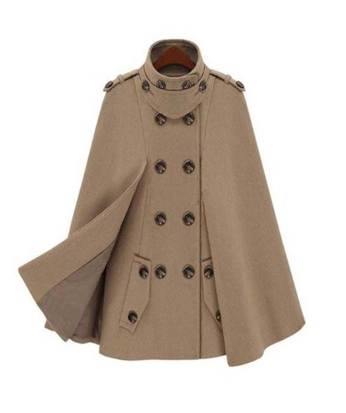 Donne europee039s Nuovo sciallo di moda Cape Coat Doppio petto inverno in lana e Ponchos femmina Cloak Autumn Jacket9282762