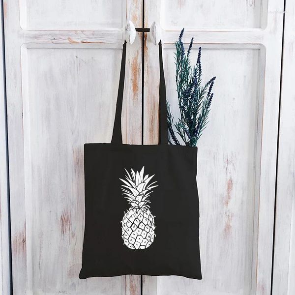 Bolsas de compras Pineapples Canvas Bag feminino Tote de férias 2024 produtos ecológicos de férias havaí casual m