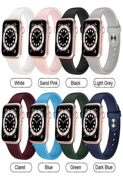 Bandas de releveito de borracha de cinta de silicone de cor pura para as séries de relógios Apple 1 2 3 4 5 6 7 8 SE Watch Band 38mm 40mm 44mm 42mm Substituição A3934238