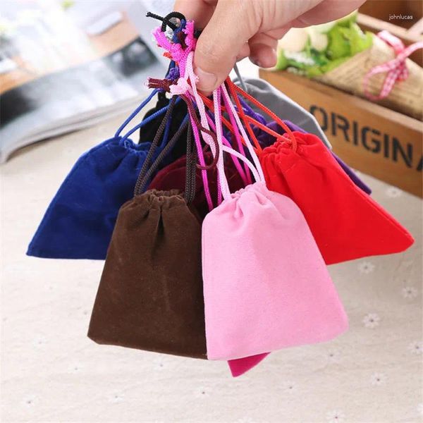 Geschenkverpackung 50pcs 7x9cm Coloful Samtbeutel Schmuckverpackungsteilbeutel Weihnachten Watch Storage Supplies Tasche