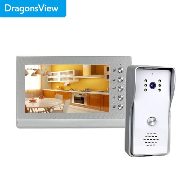 Campainha dragonsview 7 polegadas intercomunicam intercomunicador de vídeo Sistema telefônico de porta para villa Apartamento Câmera de câmera Imbloqueio à prova d'água