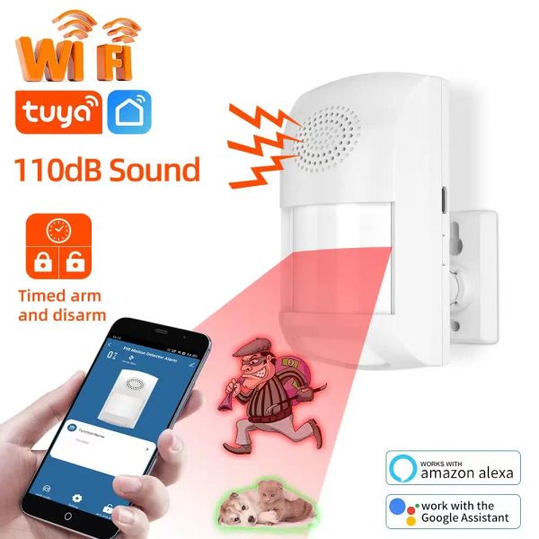 Detector Tuya WiFi Smart Home Burglar Sensor de alarme infravermelho Detector de movimento infravermelho PIR Sensor Smart Life App Segurança de segurança Monitor Remoto