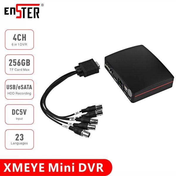Gravador ENSTER 4CH Super Mini DVR TVI XVI CVI AHD Rede analógica Recordamento de vídeo digital 6 em 1 1080p XMEYE App TF Card TF USB HDD Record