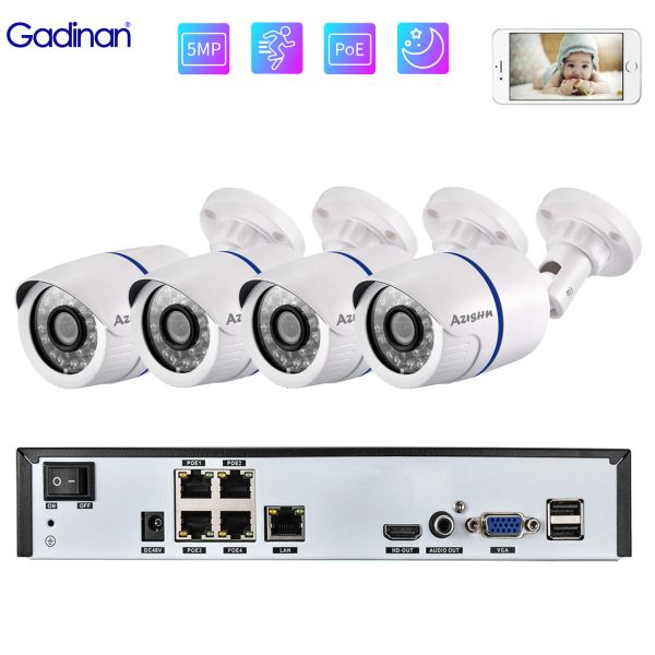 Система Gadinan 1080p 48V Camera Camera System 4CH NVR KIT Night Vision CCTV CCTV SERUCTION SERUCTIONPER P2P H.265 ВИДЕО ЗСЕДАНИЕ