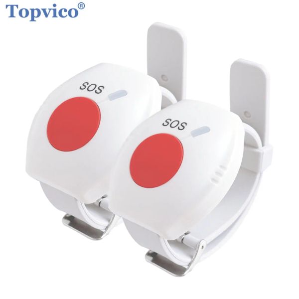 Pulsante topvico 1 / 2pcs panico pulsante RF 433MHz SOS Pulsante di emergenza ALLING ALLINE ALLINE ALLAGGIO Bracciale Old People Sistema di allarme di sicurezza domestica