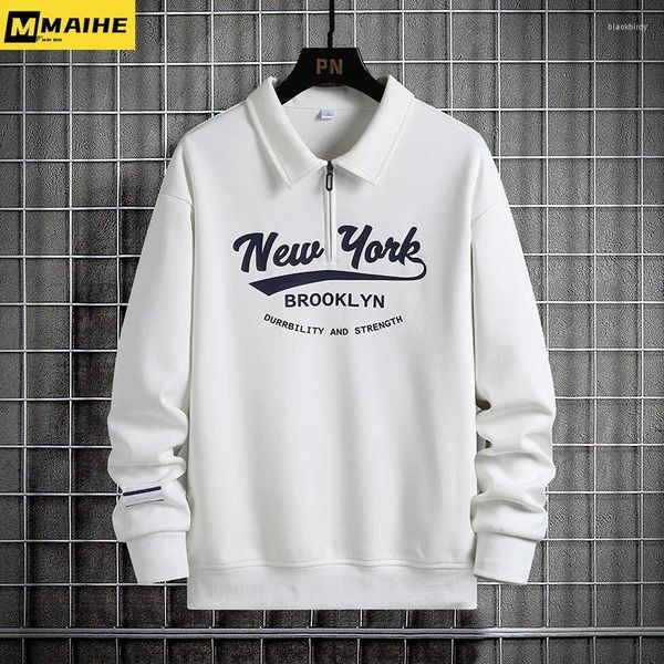 Herren Hoodies Männer Sweatshirts Baumwoll Reißverschluss Revers übergroß