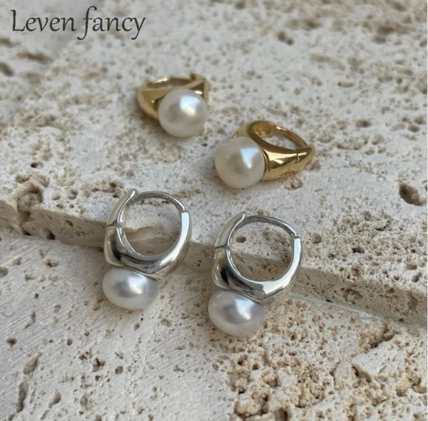 Ohrringe 925 Sterling Silber Kubik Zirkonia Süßwasser kultivierte Perle Ohrringe Scharniere Hoop Circle Ohrringe für Frauen Mädchen Geschenkschmuck Schmuck