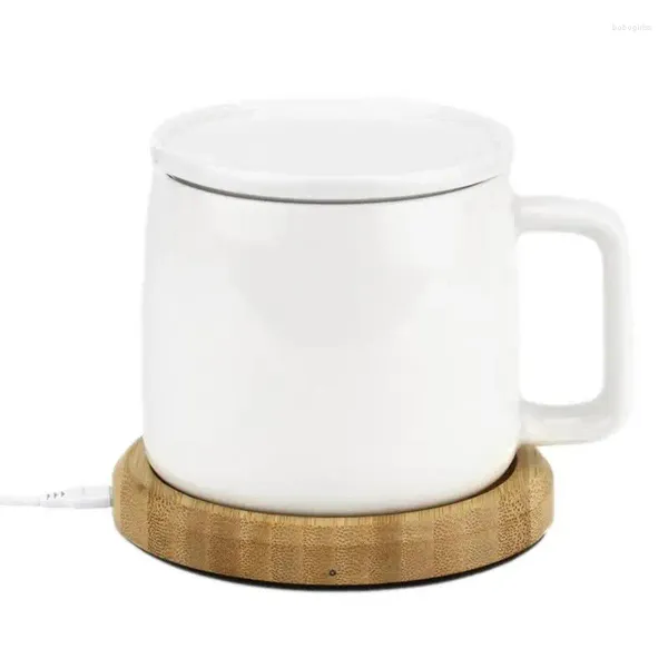 Kupalar Kahve Kupa Isıtma Seti Kakao Çay Sütü için Isıtılmış Kapaklı Elektrik Seramik Kupası