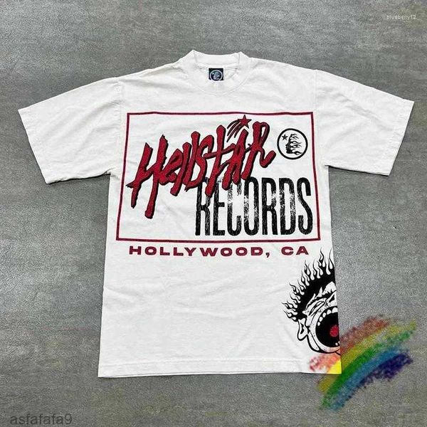 Mens T camisetas brancas Hellstar Records Men Women Printed Designer Shirt Top Casual Tees T-shirt H7N6