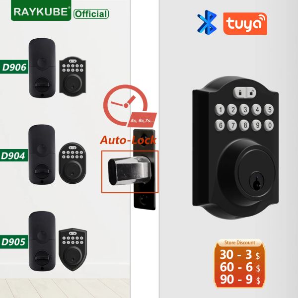 Sperre Raykube Tuya Ble Timed Automatic Lock Deadbolt Smart Door Lock Digitales Schloss mit Passwort/Taste/App Remote Unlock D904/D905/D906