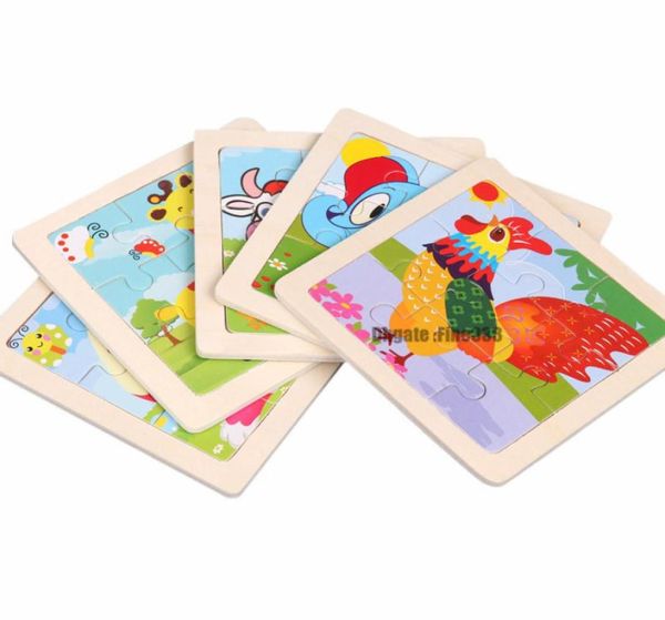 Holzrätsel Spielzeug 9pcs Cartoon DIY Bulding Tiere verdickte Rätsel Holzspielzeug für Kinder Kognition Puzzle Geburtstag Geschenke Fo2616330