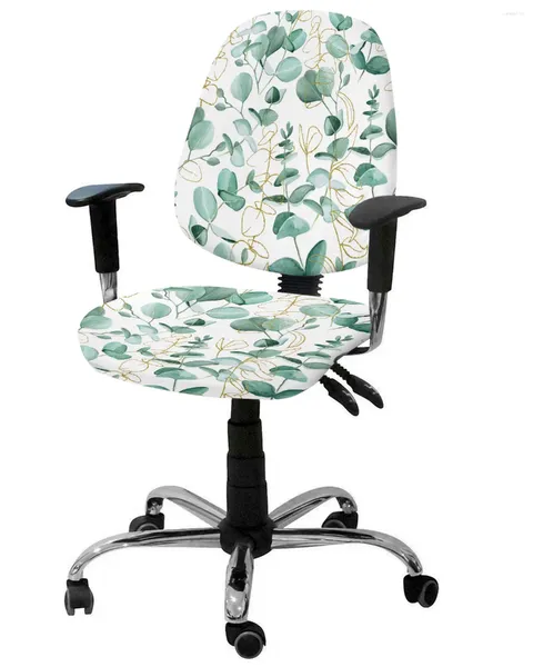 Der Stuhl Deckt abdeckt Eukalyptus Pflanze grüne Blätter abstrakter elastischer Sesselcomputerabdeckung Abnehmbares Büro -Schlupfdeckel Split -Sitzplatz