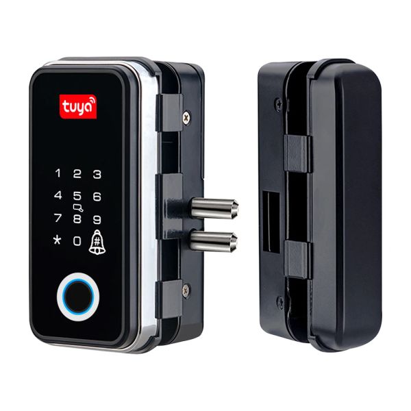 Controle Tuya App App biométrico de impressão digital Bloqueio de porta de vidro Office Electronic Smart Card Bloqueio com controle remoto WiFi Gateway sem chave