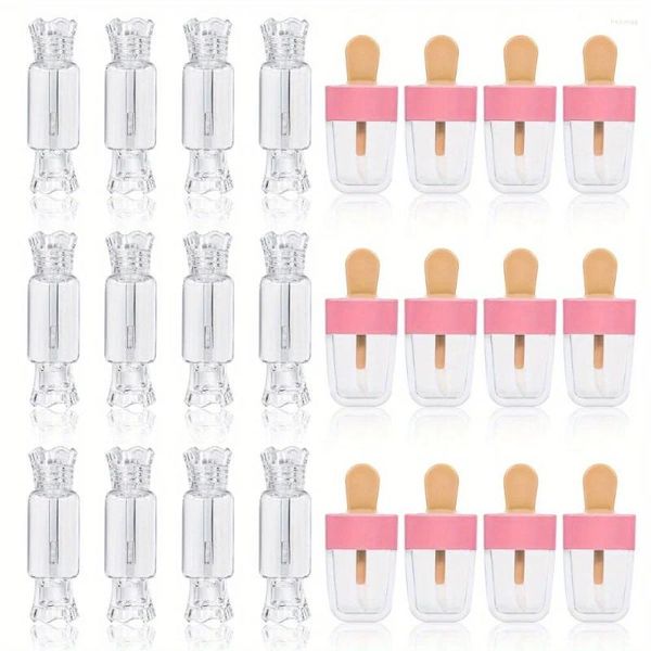 Speicherflaschen 24pcs Lipgloss -Röhren Süßigkeit Eiscremeform leer nachfüllbar Lipgloss für Mädchen Frauen DIY Kosmetik Reisezubehör