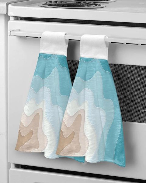 Onda de toalhas Blue Sea Theme Hand Homany Absorvent Cozinha Lazer preguiçosa Limpa de microfibra