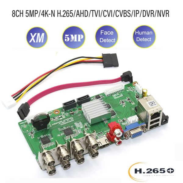 Recorder 8ch 4KN 5MP 6in1 AHD DVR NVR Board Hybrid Video Recorder H.265 für analoge CVI -TVI -IP -Kameras Überwachung Sicherheit CCTV P2P