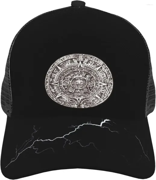 Ballkappen Männer Baseball Cap Casual atmungsaktives Mesh verstellbarer Trucker Hut Aztec Kalender Mayan