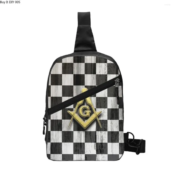 Backpack Square Compass e Checkers imbracatura Borsa del torace Crossbody Men Fashion Masonic Maxon Show per viaggiare