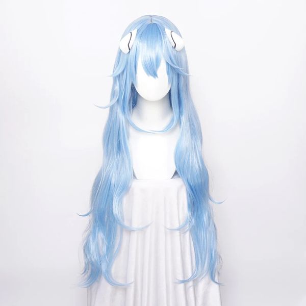 Perücken ccutoo synthetisches Haar Eva Ayanami Rei Cosplay -Wig Ayanami Rei Perücken lang blaues Wellenwellige hitzebeständig + Kopfbedeckung + Perückenkappe