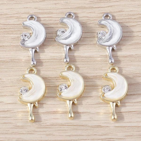 Charms 4pcs 9x20mm Elegante Crystal Moon para fazer mulheres de moda Drop Earirngs Pingents Colares