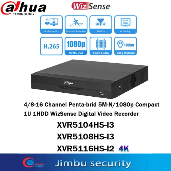 Регистратор Dahua XVR DVR 4CH 8CH 16CH XVR5104HSI3 XVR5108HSI3 XVR5116HSI2 Распознавание лица WizSense CCTV Цифровой коаксиальный видеорегистратор