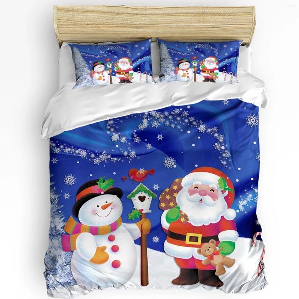 Bettwäsche Sets Weihnachten Weihnachtsmann Schneemann Schneeflocken Bettdeck