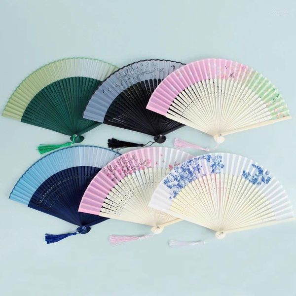 Dekorative Figuren 8 Zoll chinesische klassische Frauen tragbare Faltungsbambus -Fans Hand Dancing Fan Clothes Japanischer Stil Glattes Japon