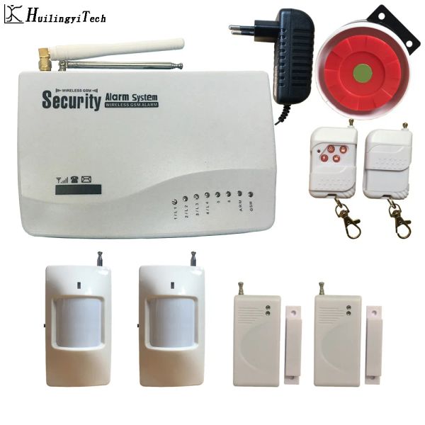 Комплекты New Huilingyitech Home Alarm System Wireless GSM Система домашней системы безопасности Dooprared Detector 433 МГц тревога Home Brugglar